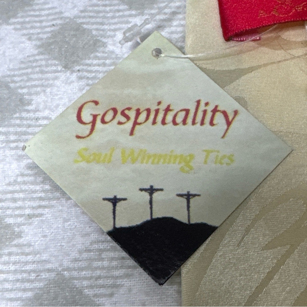 NWT Gospitality Ivory & Black Jesus Crown Of Thorns Men's Tie - Picture 5 of 8